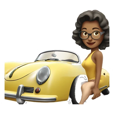 porsche 356 speedster with woman  sticker