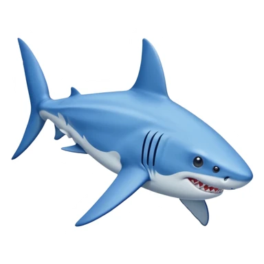 A shark with blue Nike shoes, two on his body and one on his tail sticker