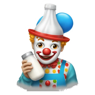 a clown holding a milk cap sticker