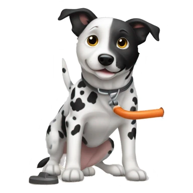 white and black dog cattle dog vacuuming sticker