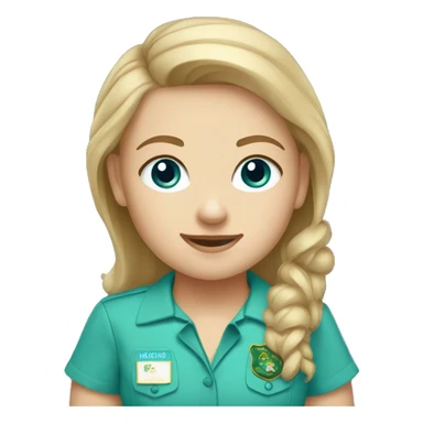 White girl scout with a baby blue shirt sticker