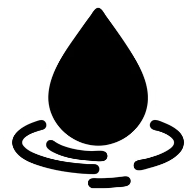 solid icon of a water droplet on glossy black mirror paint, minimal repellent effect with lines, elegant and minimal sticker