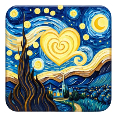 Vangogh starry night heart sticker
