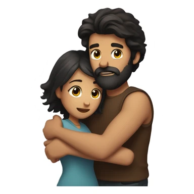 dark haired bearded swarthy guy hugs dark haired girl sticker