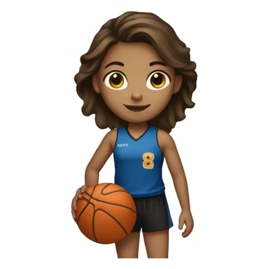 Girl with brown hair holding basketball sticker