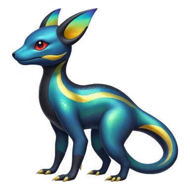 Colorful Iridescent Exotic Salandit-Aurorus-Umbreon-Fakémon-hybrid-creature (full body)  sticker