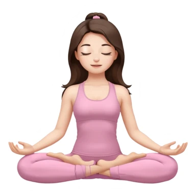 Brunette, Long hair, white skinne, light pink closets, closed eye girl in make yoga sticker