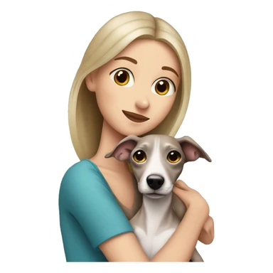 One brunette girl hugging her blonde Italian greyhound  sticker