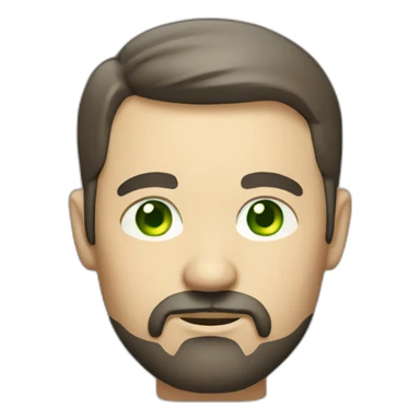 fat middle aged developer very short dark brown graying hair goatee green eyes sticker