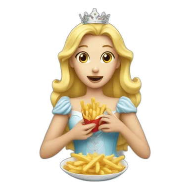blond princess eating fries sticker