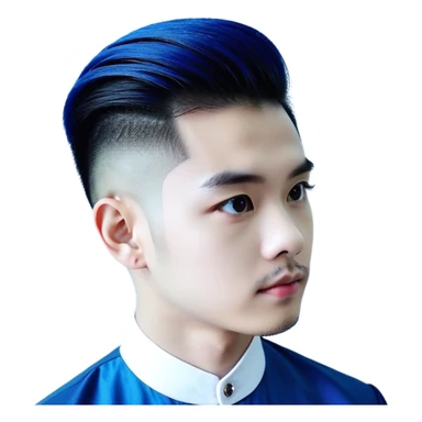 Nam 15 tuổi, da trắng, tóc under cut màu xanh lá cây vuốt ngược ra sau, mắt đen, áo khoác da màu cam , bên trong mặc áo cộc tay màu trắng, đeo khuyên tai màu bạc, mặt ngầu sticker