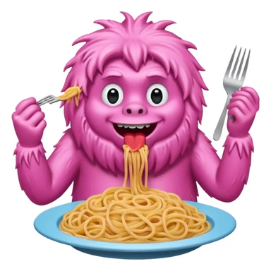 pink yeti eat spaghetti  sticker