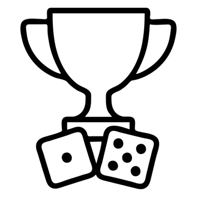 minimalist betting logo with a trophy and dice, clean lines sticker