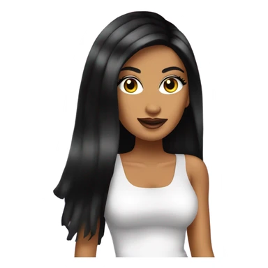 Tanned woman with long black hair, dressed in y2k Paris Hilton hair, makeup, and neon attire sticker