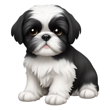 Two black and white shitz puppies sticker