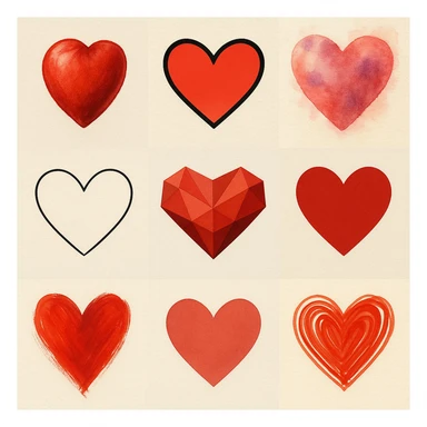 heart, various styles sticker