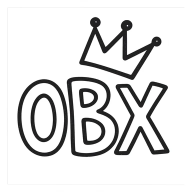 hand-drawn outlined style OBX letters with a tilted crown on top sticker