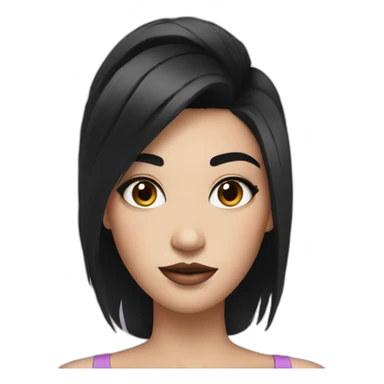 Big squared head girl with black hair and a ton of makeup sticker