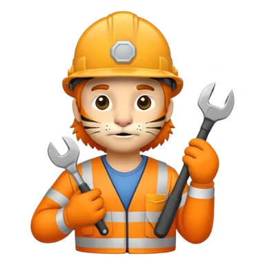 Tiger construction worker with hard hat and tools sticker
