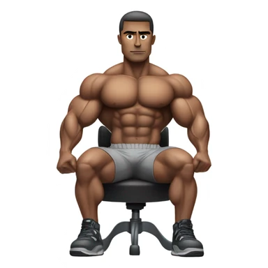 body builder sitting in char sticker