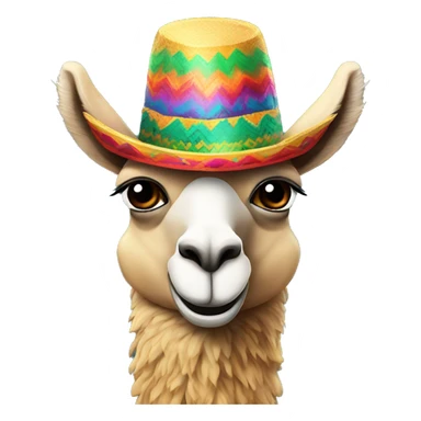 a colorful smiling llama with a colorful Mexico hat  sticker