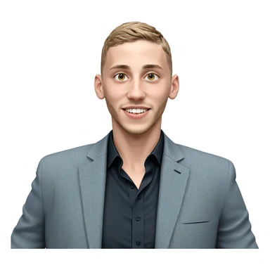 smiling boy in black shirt sticker