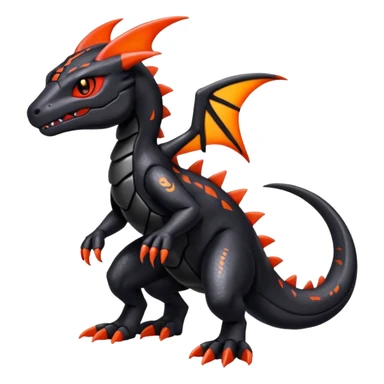 Cute Shiny black iridescent Guilmon-Salandit-Fakémon-hybrid-creature (full body)  sticker