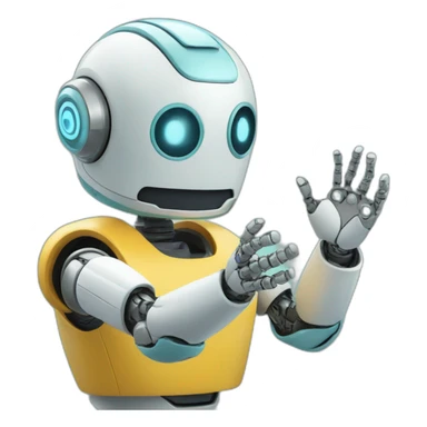 ROBOT HOLDING TWO HANDS ANS ASK WHAT THE PROBLEM IS  sticker
