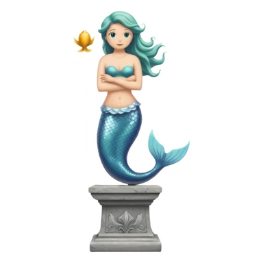 Make a mermaid statue all gray, like of stone and on a pedistal sticker