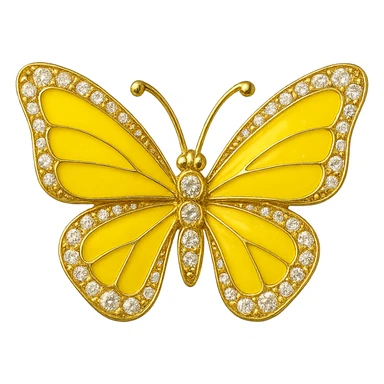 single lemon yellow butterfly with bright yellow enamel and sparkling gems sticker