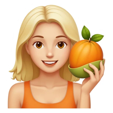 person enjoying healthy fruits with a blissful expression sticker