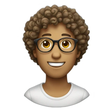 A person with curly hair wears glasses sticker