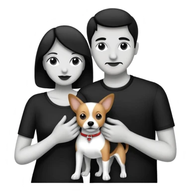 Pareja hombre y mujer, y con dos perritos pincher en sus brazos, puedes hacerlo en blanco y negro  sticker