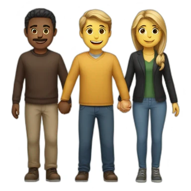 three people holding hands sticker