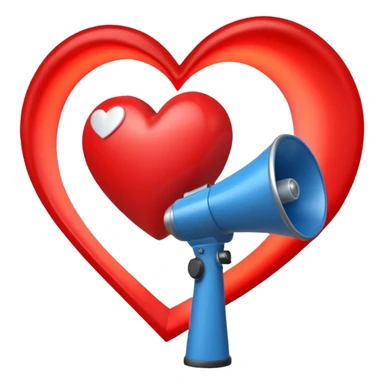megaphone with a glowing heart coming out sticker