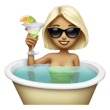 girl in bath drinking martini with sunglasses sticker