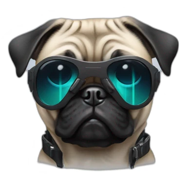 pug with black sunglasses and wearing a cyberpunk suit sticker