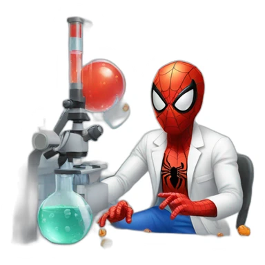 spiderman experimenting in a lab sticker