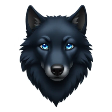 a full black wolf with blue eyes sticker