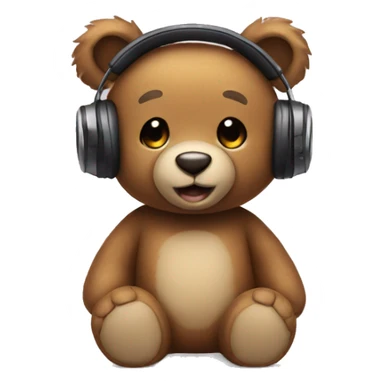 teddy bear wearing headphones sticker