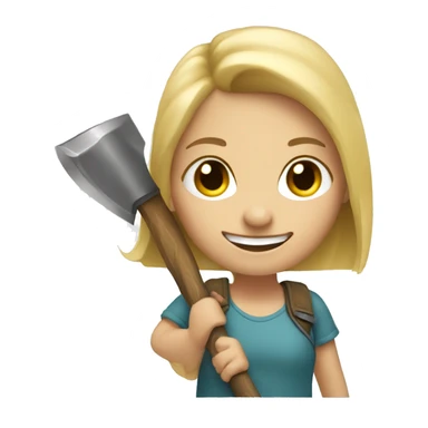 smiling girl with blonde hair and axe in hand sticker