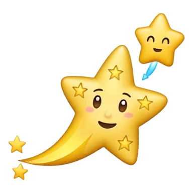 shooting star pausing mid-flight, with a small question mark above it, emoji style sticker