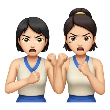 two asian women punching and attacking each other sticker