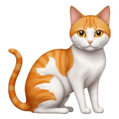 full body orange and white domestic shorthair slim cat with yellow/orange eyes and a white triangle pattern on his face playing sticker