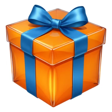 glass orange gift box with blue ribbon sticker