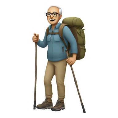 Man with seeing glasses hiking full body with hiking sticks sticker