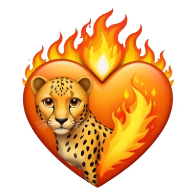Heart with cheeta print and fire really graphic sticker