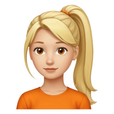 blond woman with pony tail and orange blouse sticker