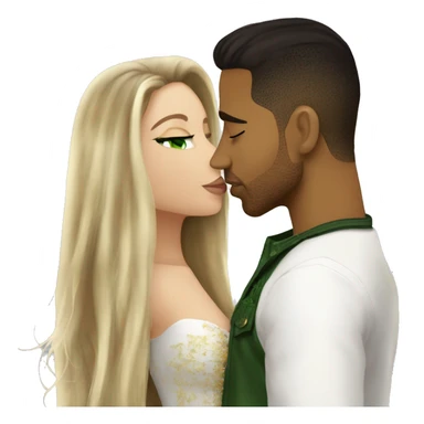 kiss-kiss romeo santos and girl green eyes and very long dark blond hair sticker