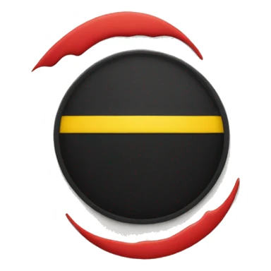 a wavy half black and red rectangle with a yellow circle in the middle sticker
